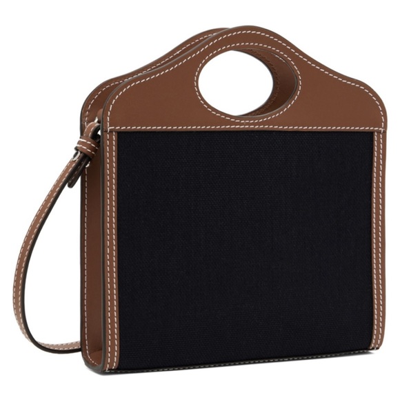 BURBERRY Pocket mini logo canvas leather crossbody bag - Picture 2 of 5